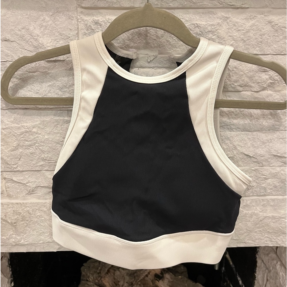 Black and white sports bra